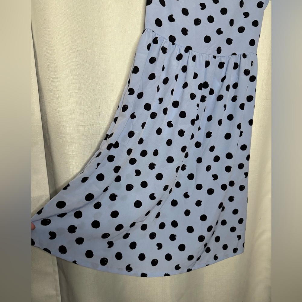 River Island Blue and Black Polka Dot Knee Length Dress Size 4 - Picture 6 of 8